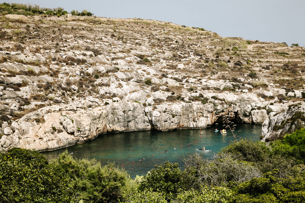 Mgarr Ix-Xini bay, surrounded by high cliffs, served as the backdrop for the couple's honeymoon location in the movie By The Sea.