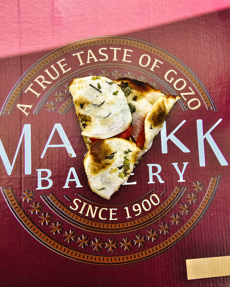 Looking for a local specialty from Gozo? Then make a stop at one of the authentic bakeries Maxokk or Mekren's in Nadur to taste the Ftira.