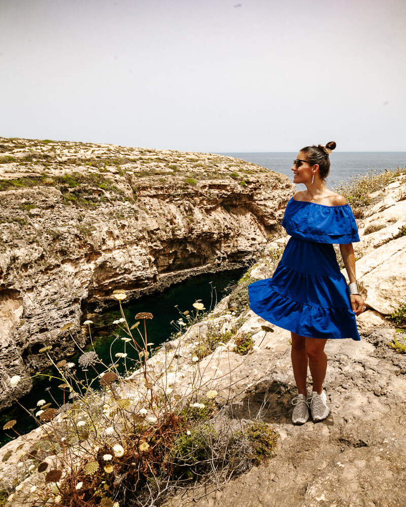 Visiting Wied Il-Ghasri, a gorge that flows into the sea, is one of the best things to do on Gozo.