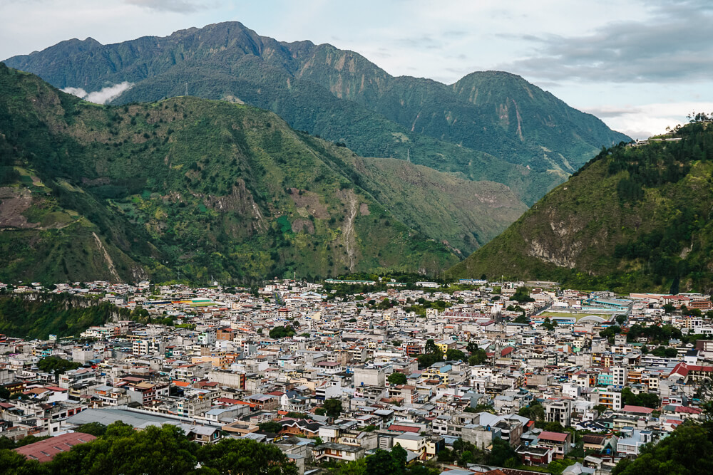 Uitzicht op Baños Ecuador.