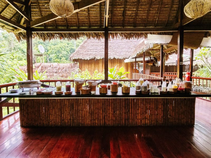 Buffet in restaurant of Tambopata Research Center.