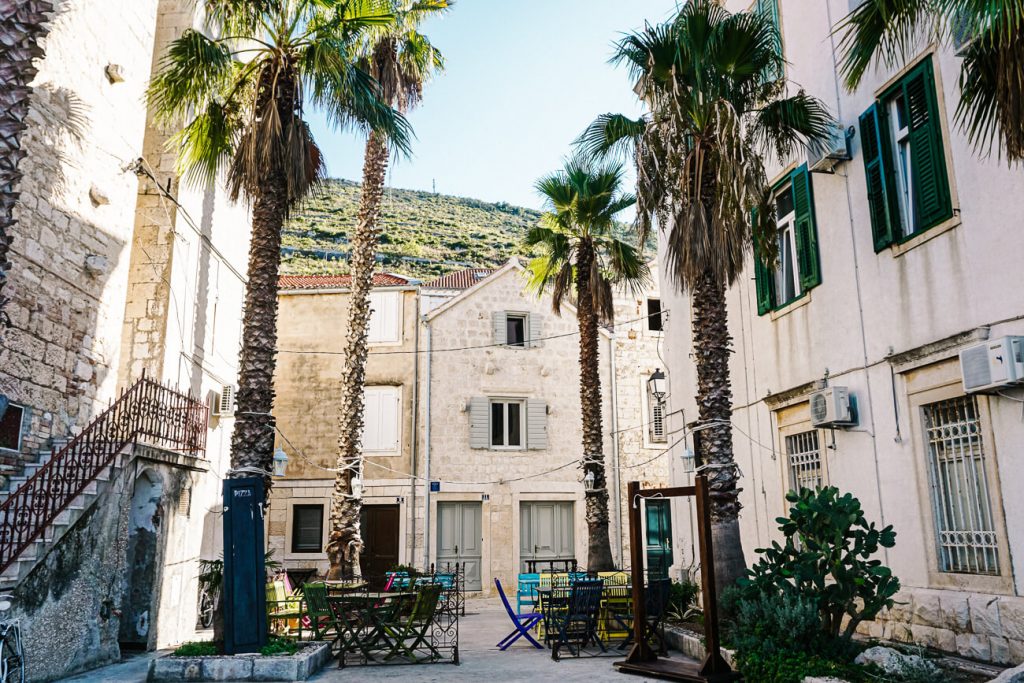 streets in Vis at Dalmatian coast of Croatia