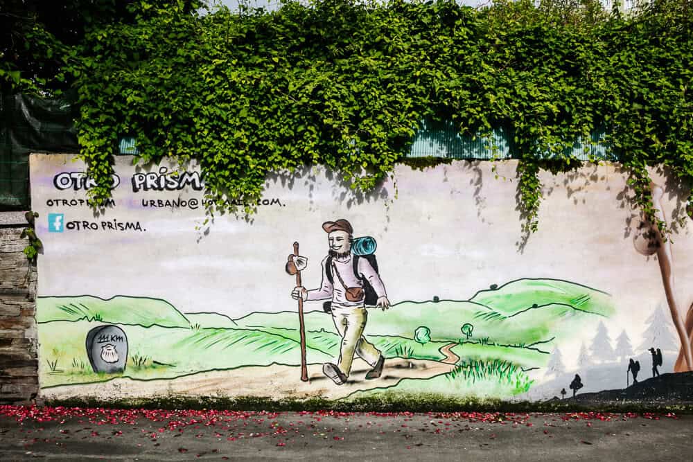 Streetart of a pilgrim during the Camino Frances.