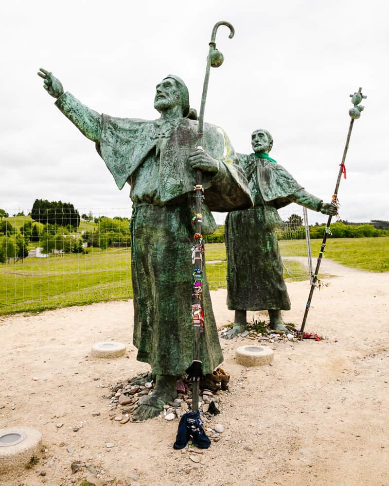 Pilgrim statues during the Camino de Santiago walk.