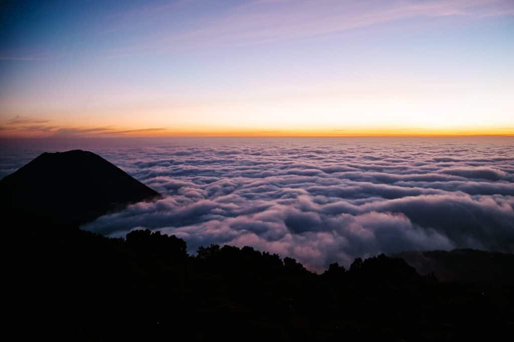 View of Santa Ana volcano during sunset.