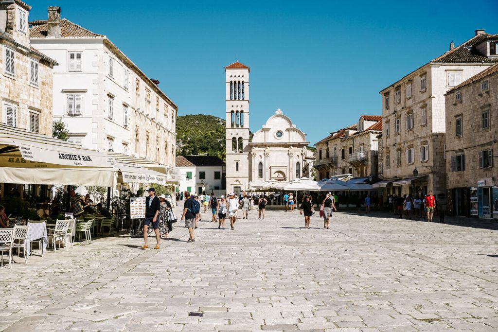 central aquare in Hvar, along the Dalmatian coast of Croatia