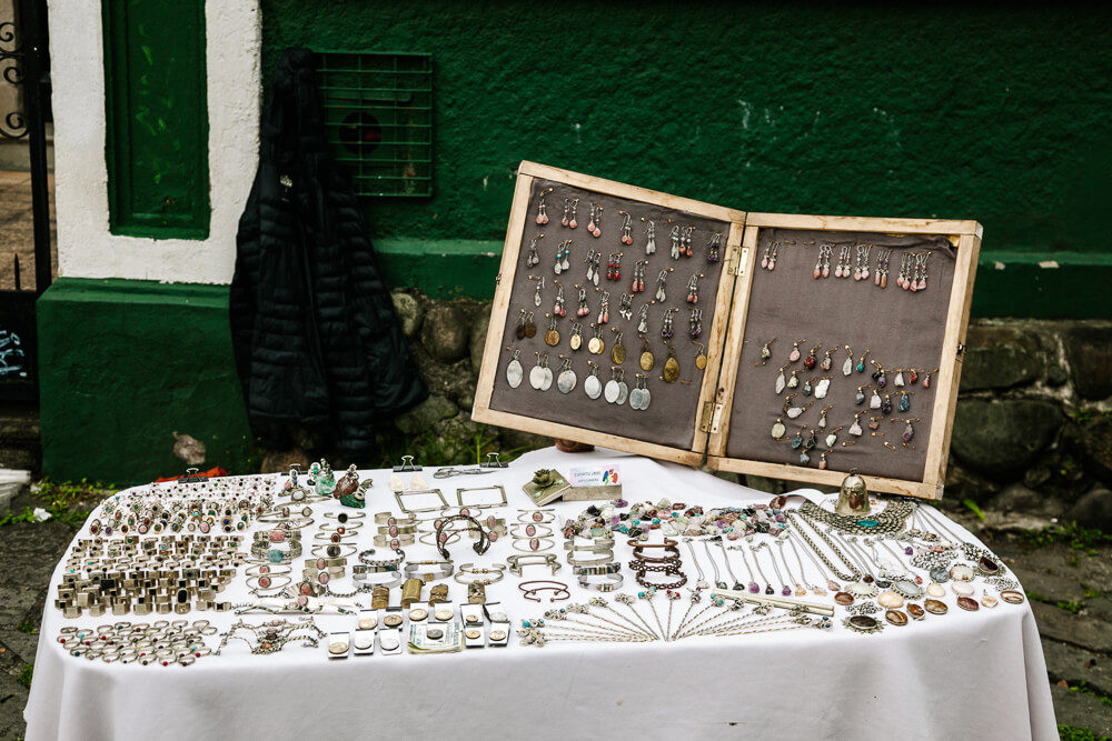 Handmade jewelry in South America.