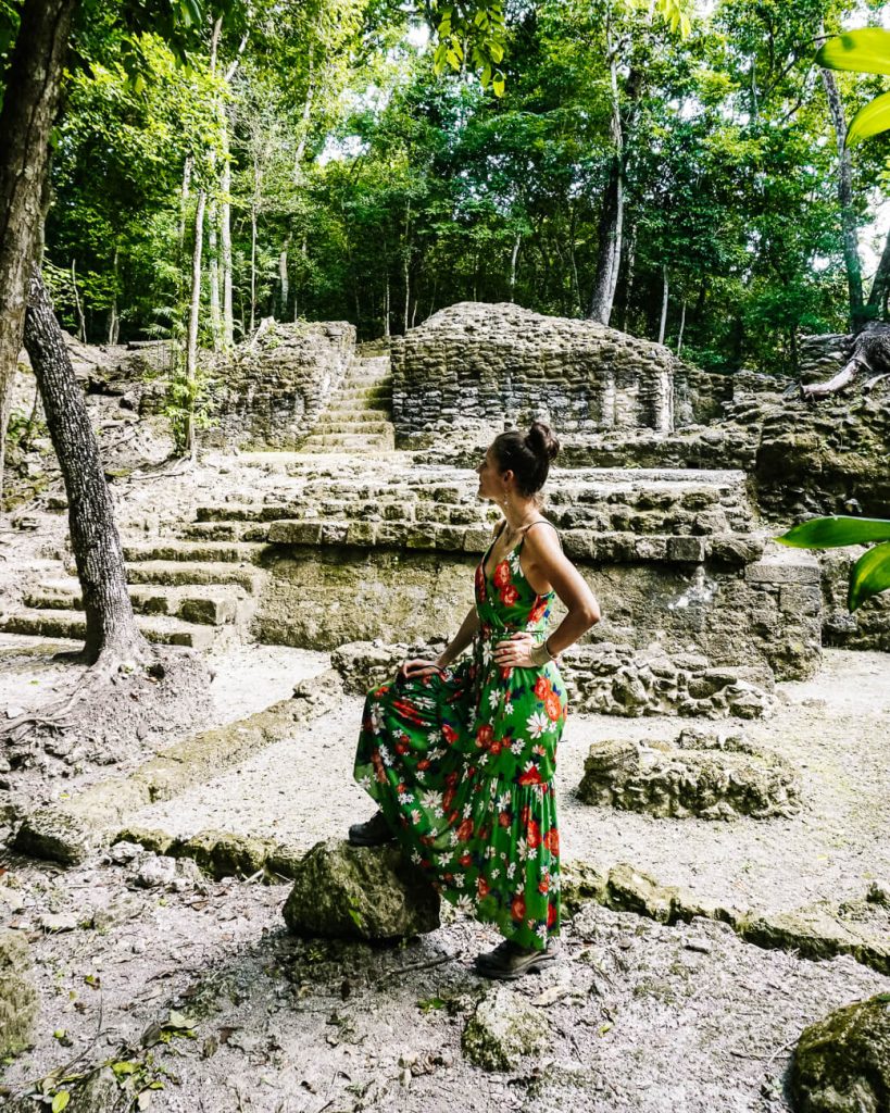 Deborah at Maya ruin in El Mirador