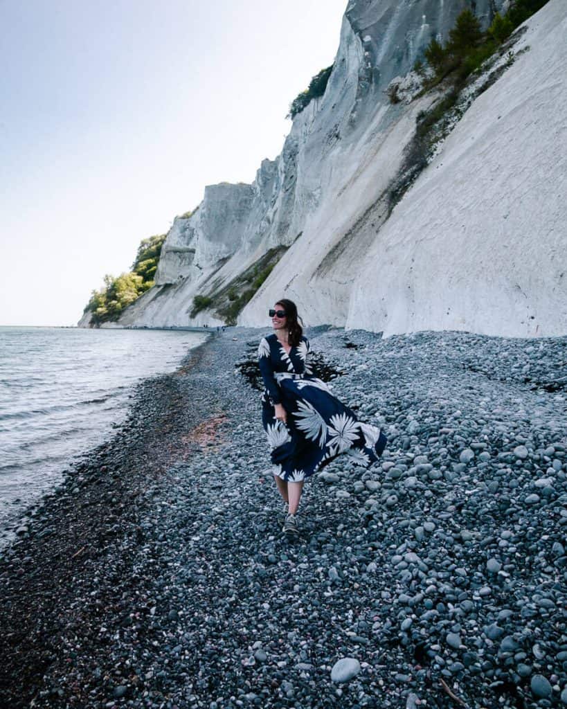 Deborah at Møns Klint, located on Mon island, one of the top things to do in South Zealand  Denmark.