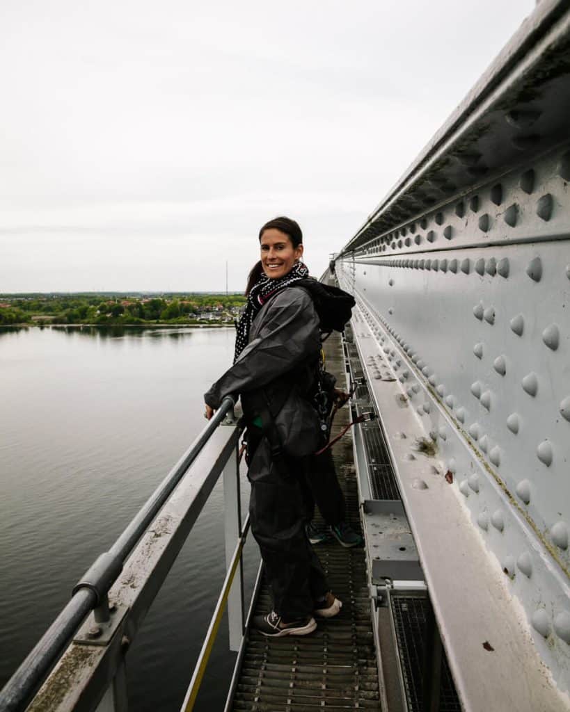 During a Bridgewalking tour, you walk at a height of 60-meters on top of the Old Little Belt Bridge, which connects the island of Fyn with Jutland.