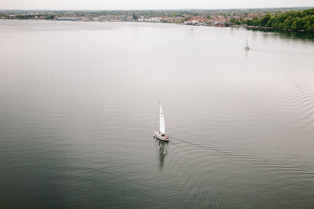 View from the Old Little Belt Bridge, that connects the island of Fyn with Jutland.