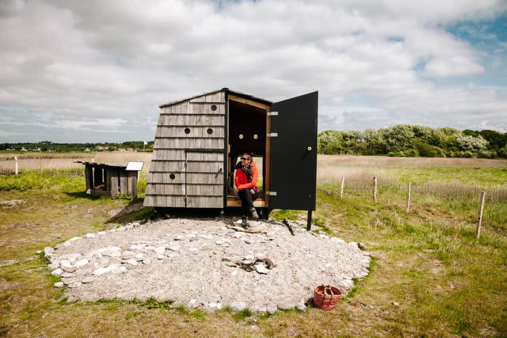 Deborah at shelter. Shelters are simple huts, located in the middle of nature, where you can spend the night for only a few euros.