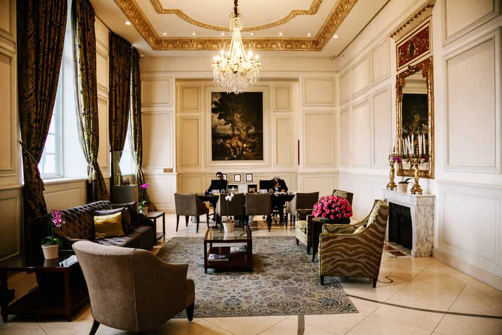 Front desk in Hotel Casa Gangotena in Quito.