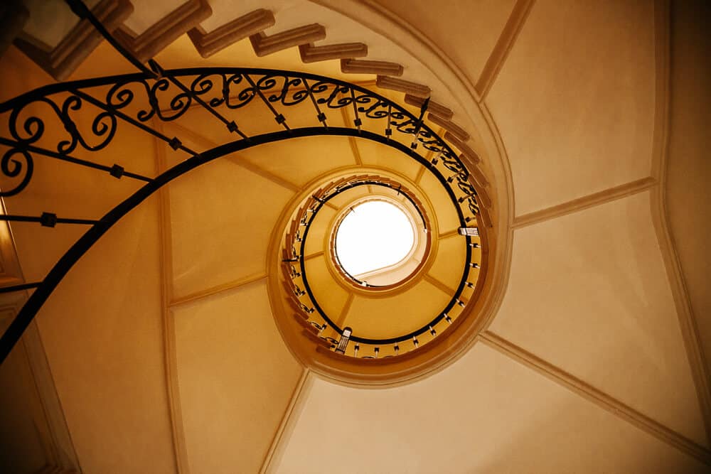 Stairways of Casa Gangotena Hotel in Quito.