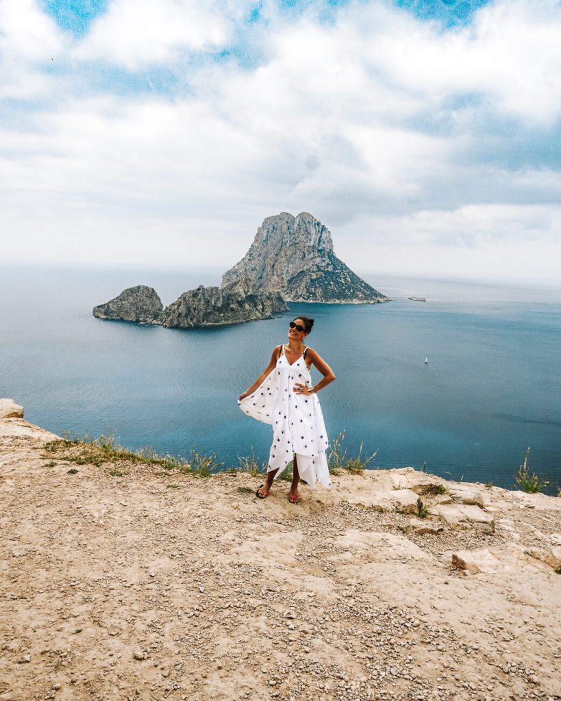 Deborah at Es Vedrà, the magical rock of the island