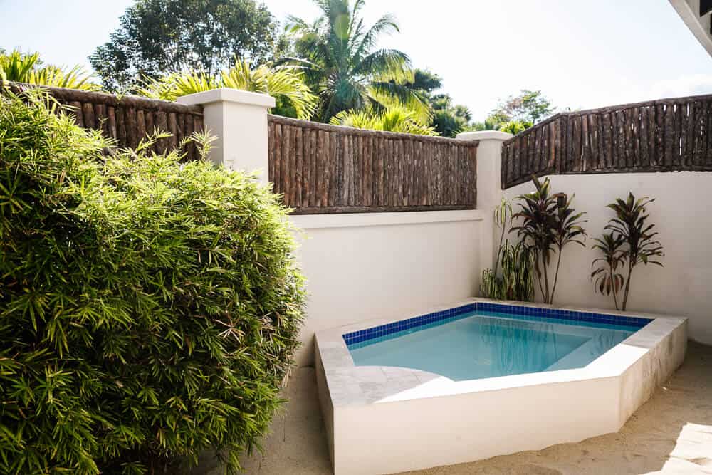 Jacuzzi in penthouse villa in The Lodge at Jaguar Reef in Belize.