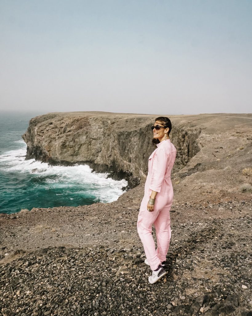 Deborah at Punta del Papagayo, one of the best things to do on Lanzarote