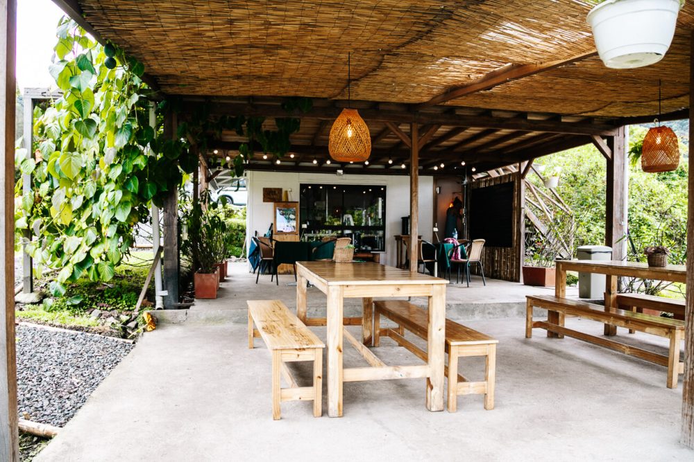 Restaurant of Lumbre glamping, near Salento and Cocora valley.
