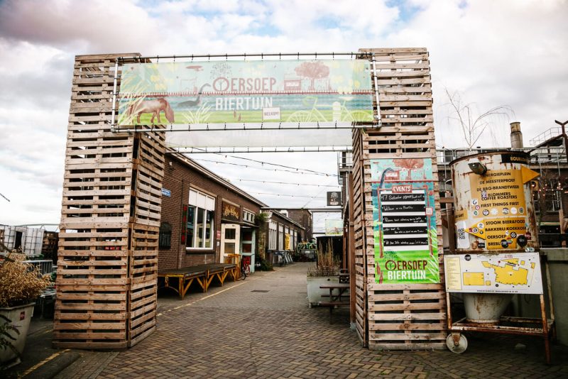 Beergarden in Honigfabriek. The Honigfabriek is an old factory that has been transformed into a creative breeding space with young entrepreneurs, restaurants, bars and theatres.