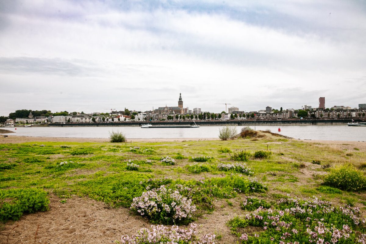 View from Veur-Lent of Nijmegen center. Via the Snelbinder or Waalbrug bridges, you can walk from the old center of Nijmegen to the city island of Veur-Leur. A place where you can hike, paddle or relax on the beach, when the weather is nice. Nijmegen tips: you have the best view of the center here and take great pictures.