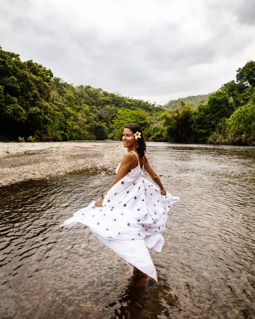 Deborah in Palomino river at One Santuario Natural hotel