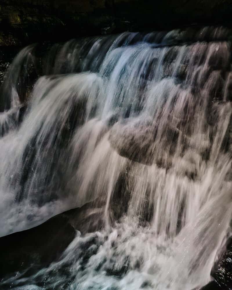 Waterfall in cave.