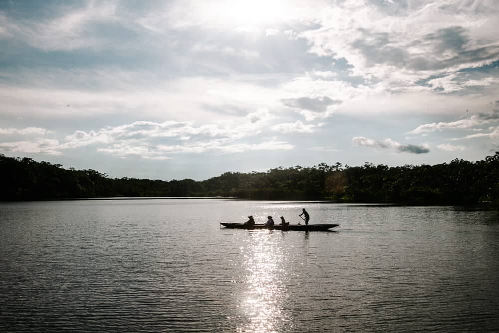 Canoe on the Lago Pilchicocha in Ecuador.