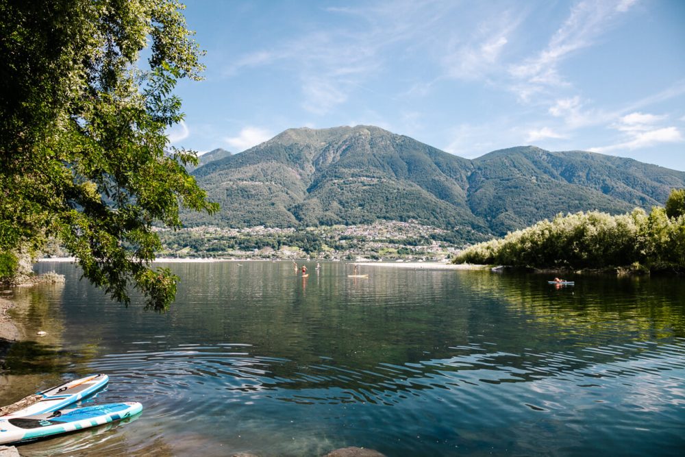 Deborah on sup. Supping is one of the things to do at the Lago Maggiore in Locarno