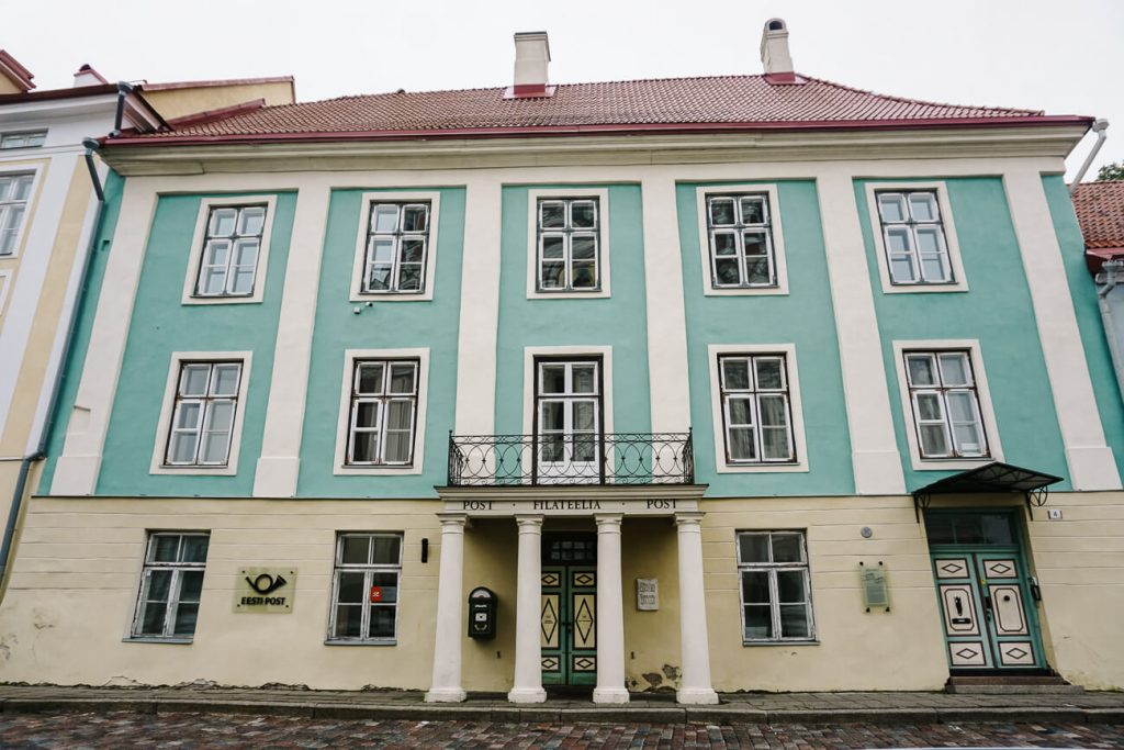 pastel green post office at Toompea Hill