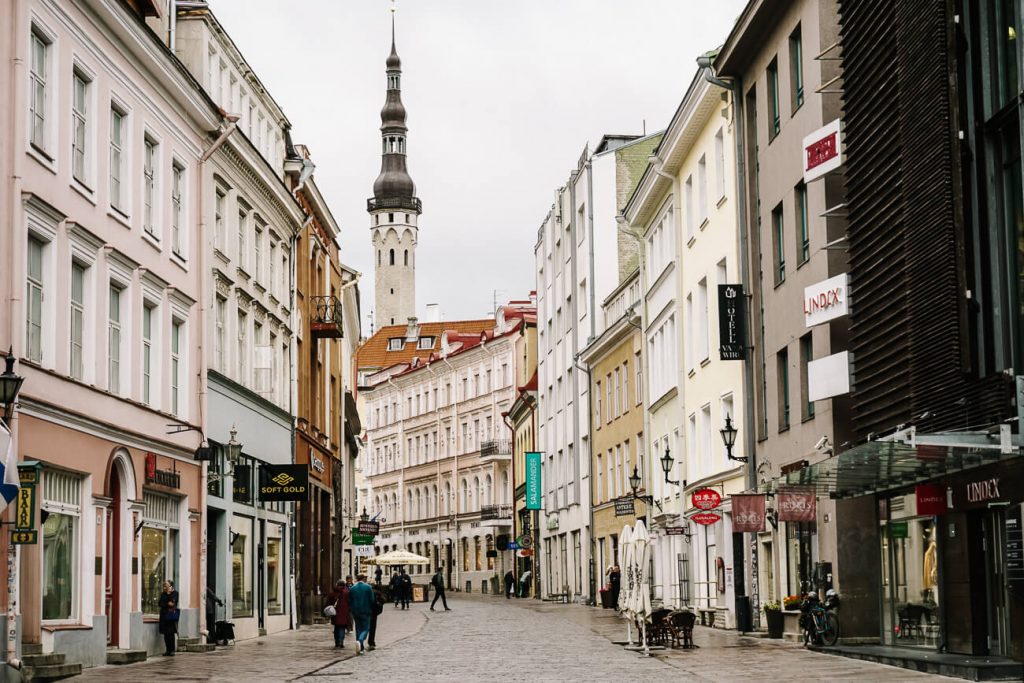 streets with view of church in Tallinnn