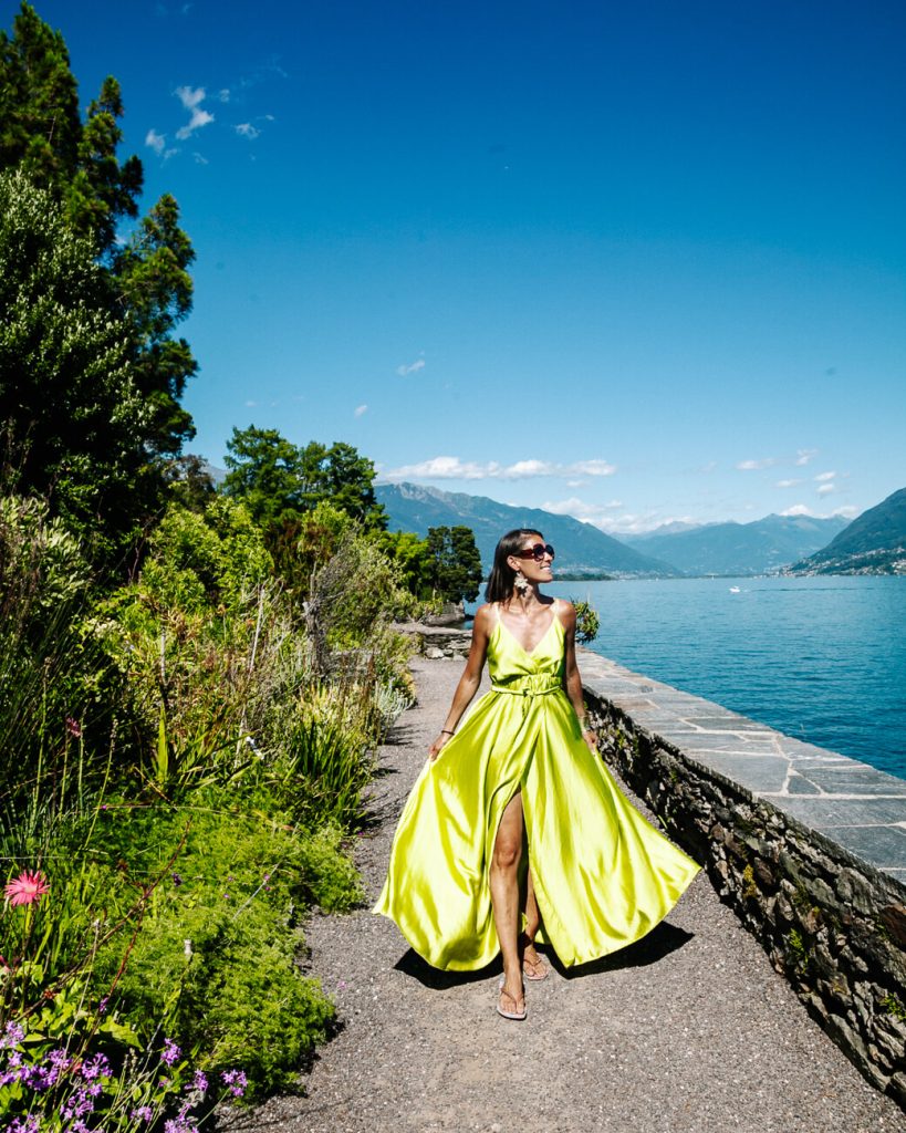 deborah in botanical garden on Brissago island, one of the best things to do in Ticino Switzerland 