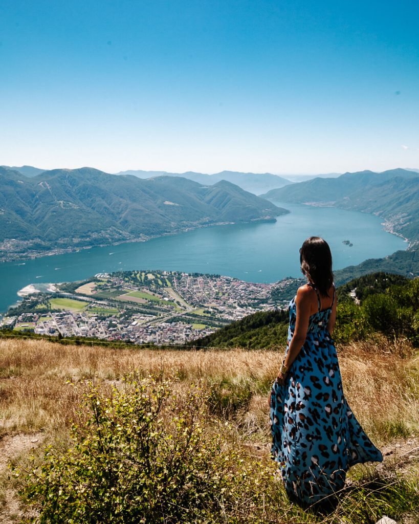 Deborah at Cimetta viewpoint, one of the best things to do in Locarno Switzerland  