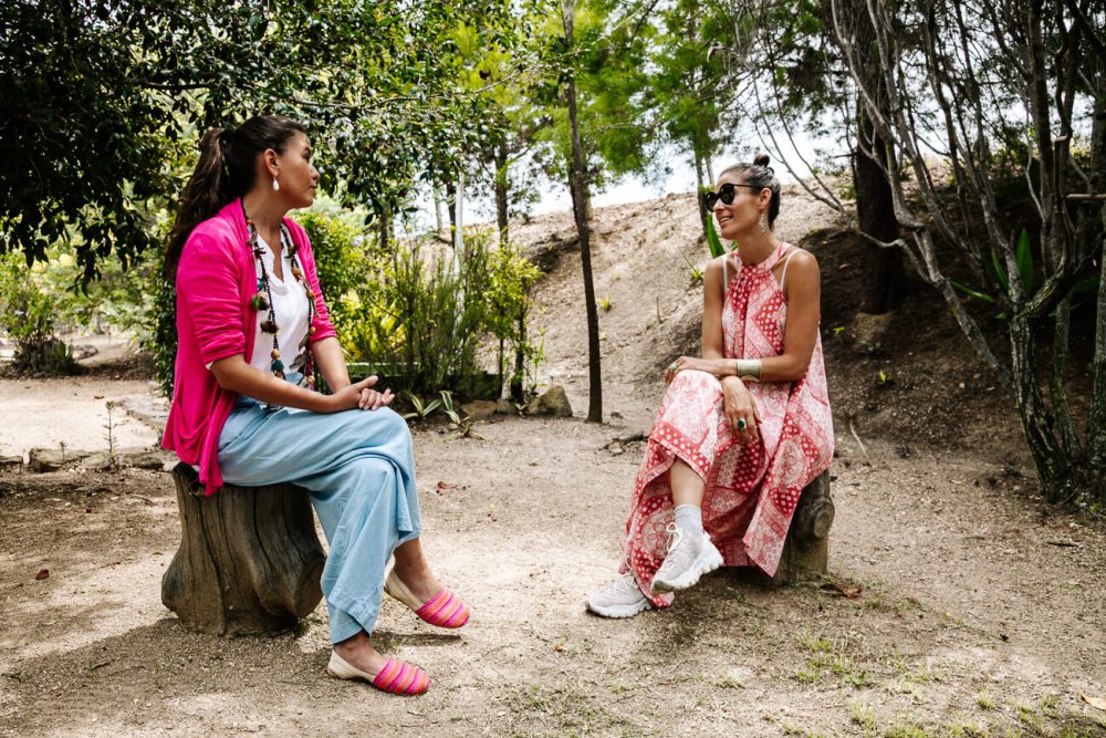 Deborah and Monica in conversation at FIBAS Jardín de Desierto