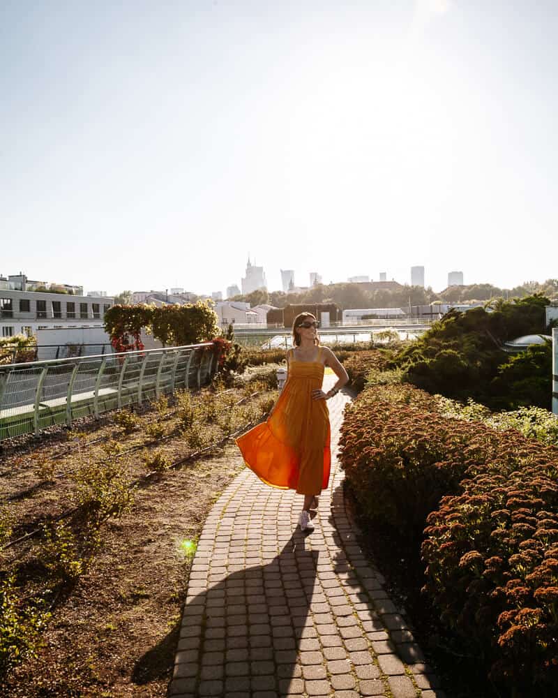 One of the scenic things to do in Warsaw Poland is to visit the roof terrace of the National Library. This is because of the remarkable architecture, the greenery and the view over the city.