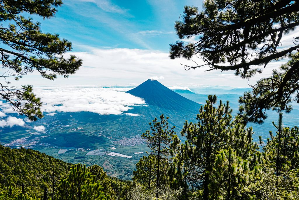 view of the Agua volcano, when you go on the Acatenango volcano hike