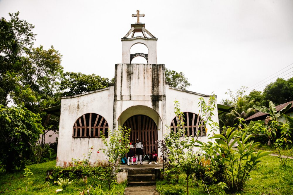 white church in Mocagua village