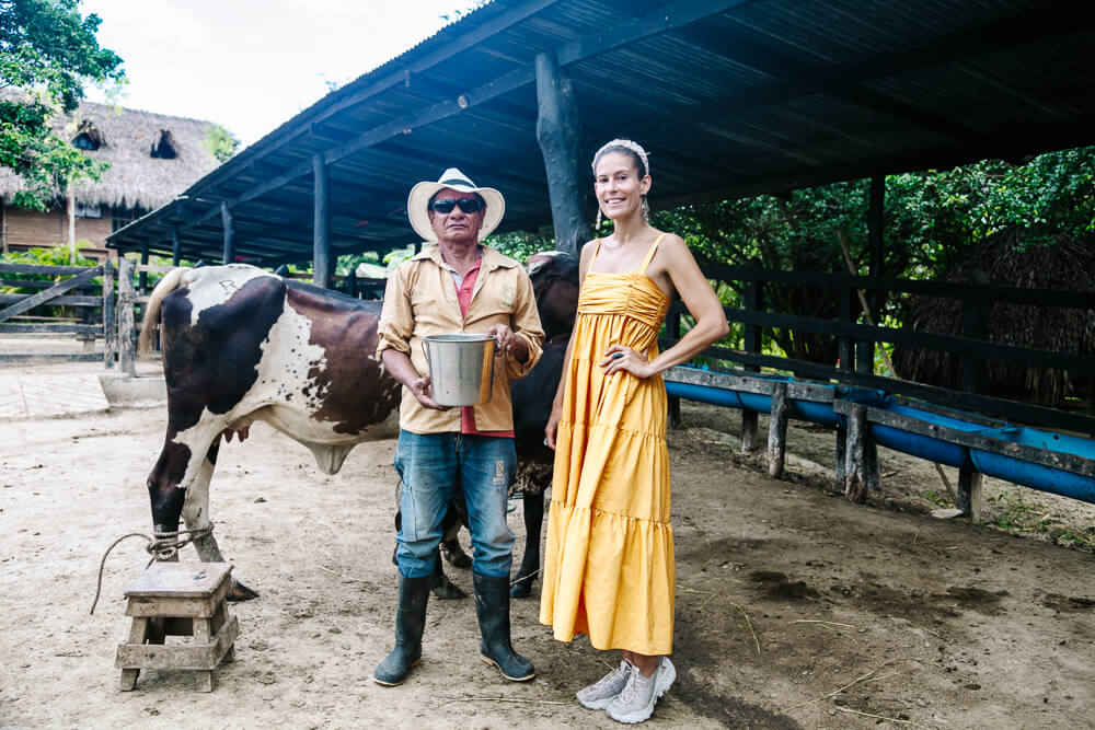 In the early morning you can start the day with the milking of the cows together with the local farmers. 