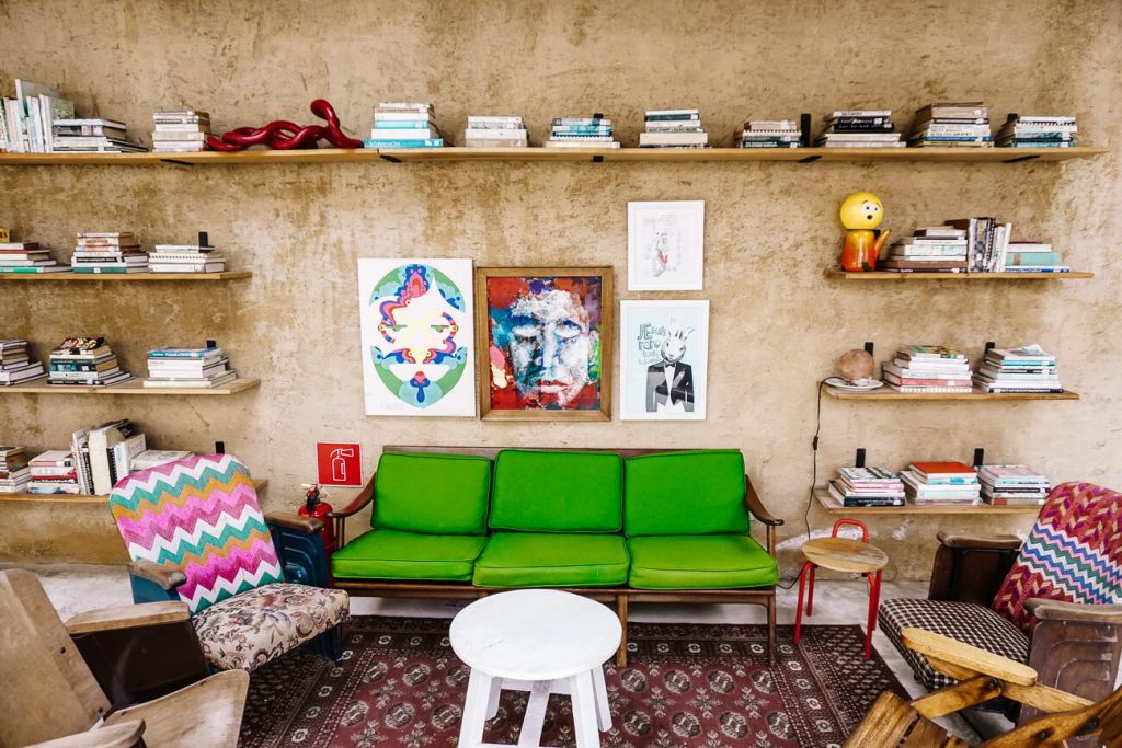 Lounge area in Good Hotel Antigua in Guatemala.