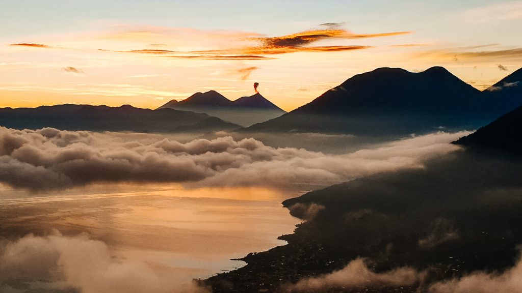 sunrise from Indian Nose viewpoint, one of the best things to do at Lake Atitlan 