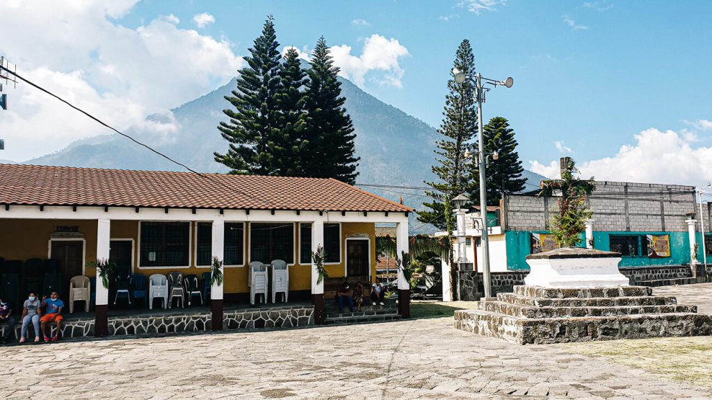 view from plaza in Santiago de atitlan