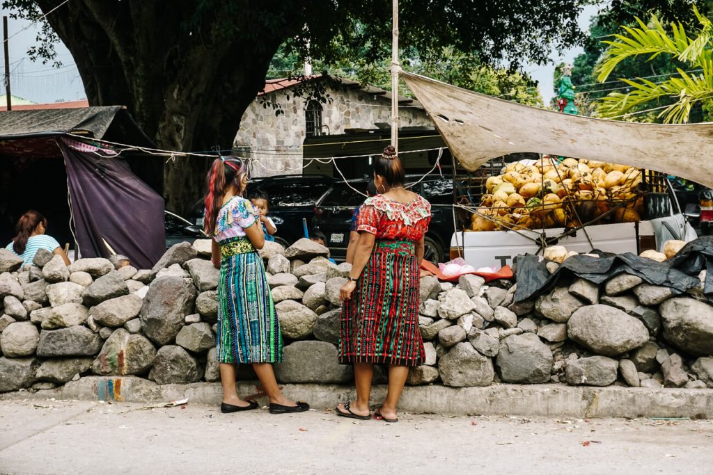 women in front of market stall in San Marcos