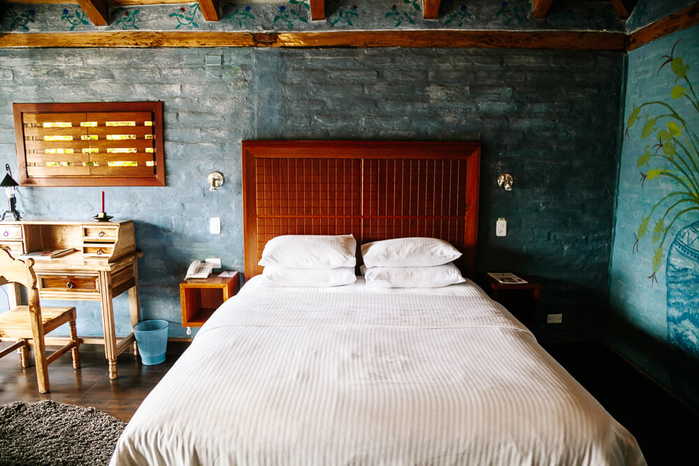 Room in Luna Volcán, one of the most beautiful boutique hotels in Baños in Ecuador.