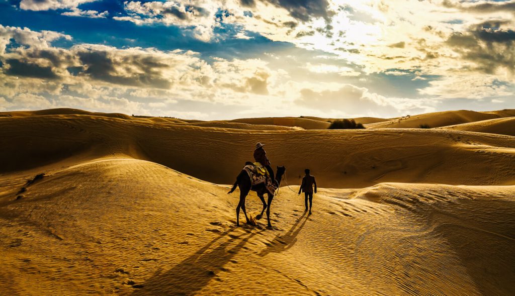 Bikaner is een perfecte uitvalsbasis voor een kamelensafari door de fascinerende zandduinen van de Thar woestijn in India.Bikaner is een perfecte uitvalsbasis voor een kamelensafari door de fascinerende zandduinen van de Thar woestijn in India.v