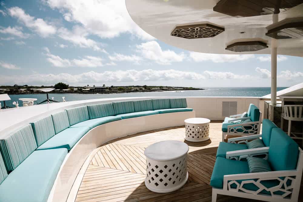 Thee skydeck of the Golden Galapagos Islands Elite 4 day cruise in Ecuador. 