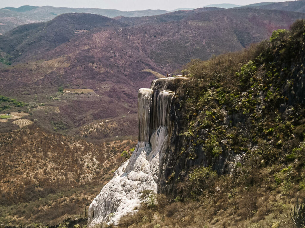 Hierve el Aagua, around Oaxaca, is a unique rock formation, consisting of three plateaus and pools, where you can swim.