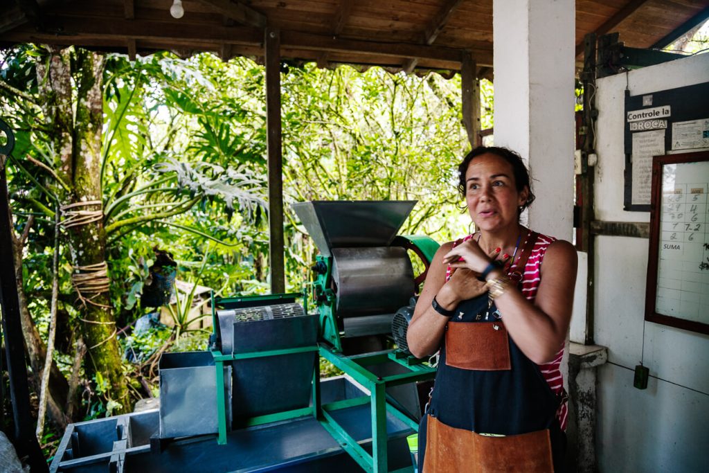 explanation aboout coffee production process at Finca Cafe Don Manolo in Colombia coffee region