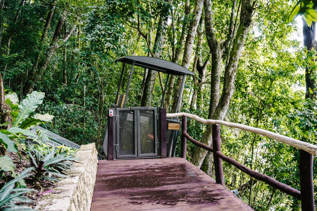 a jungle cable car in Peten