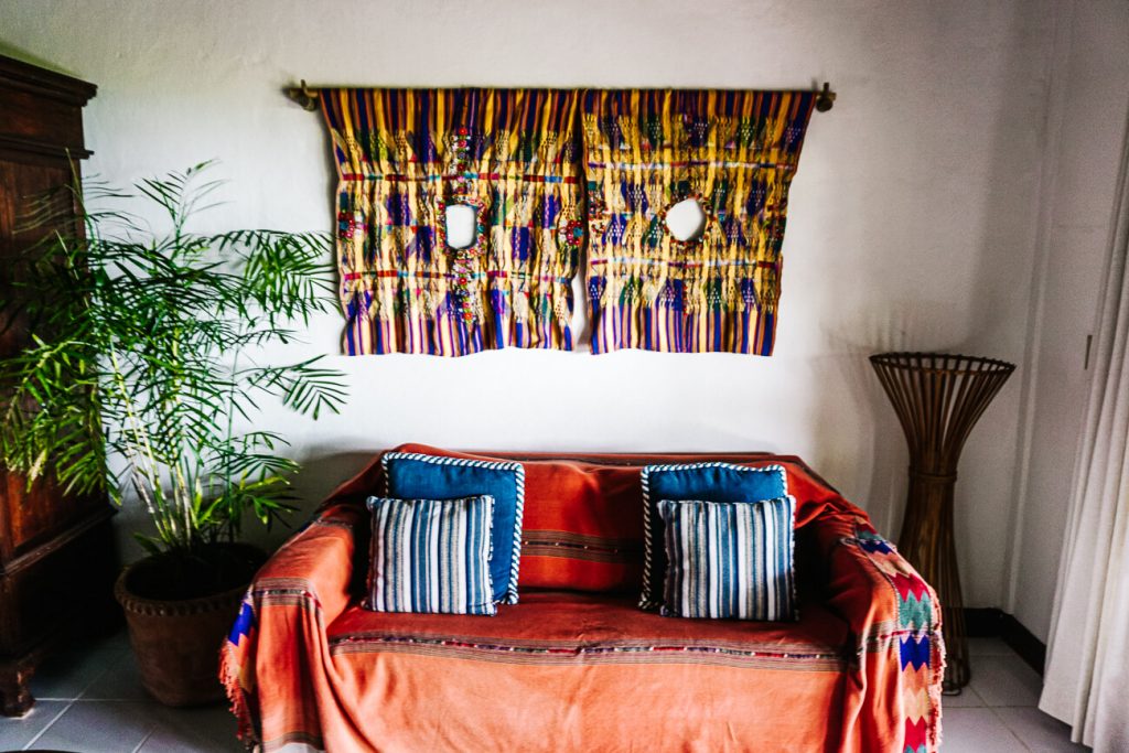 livingroom at La Lancha resort in Guatemala