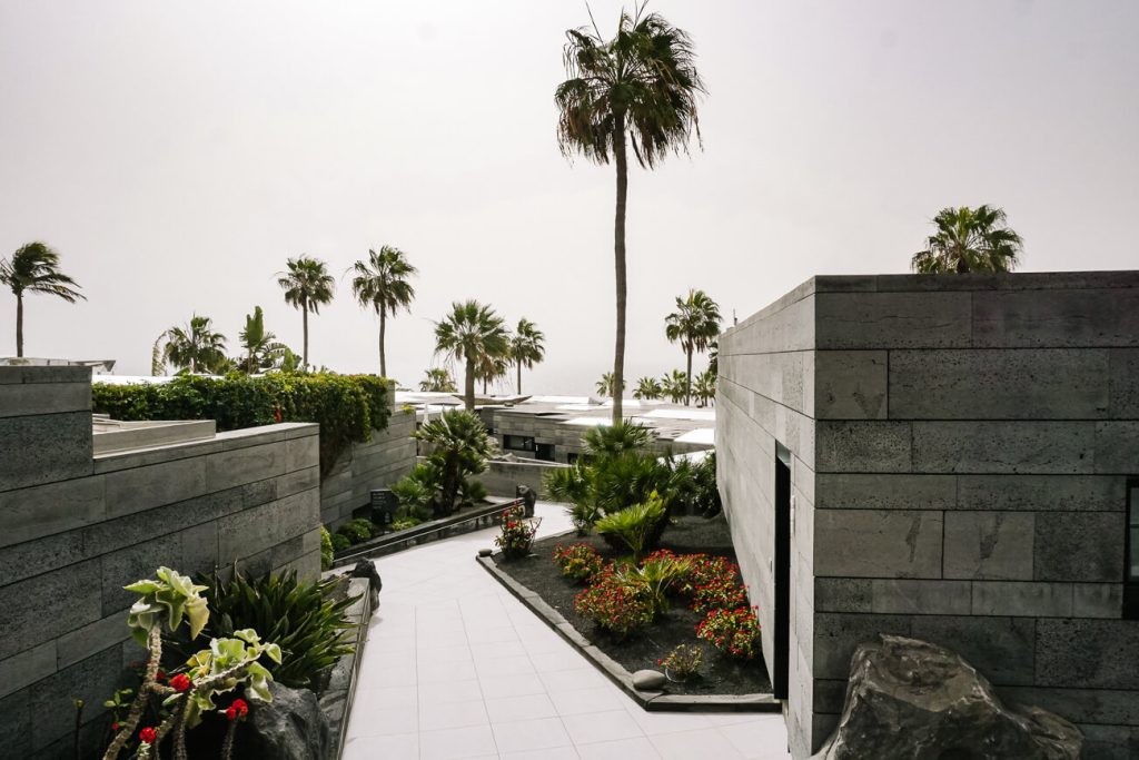 hotel in Lanzarote surrounded by local vegetation