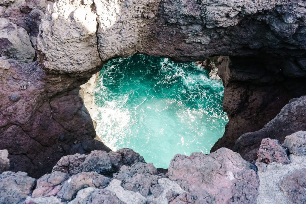 los hervideros, a rock formation with holes cut out of the sea